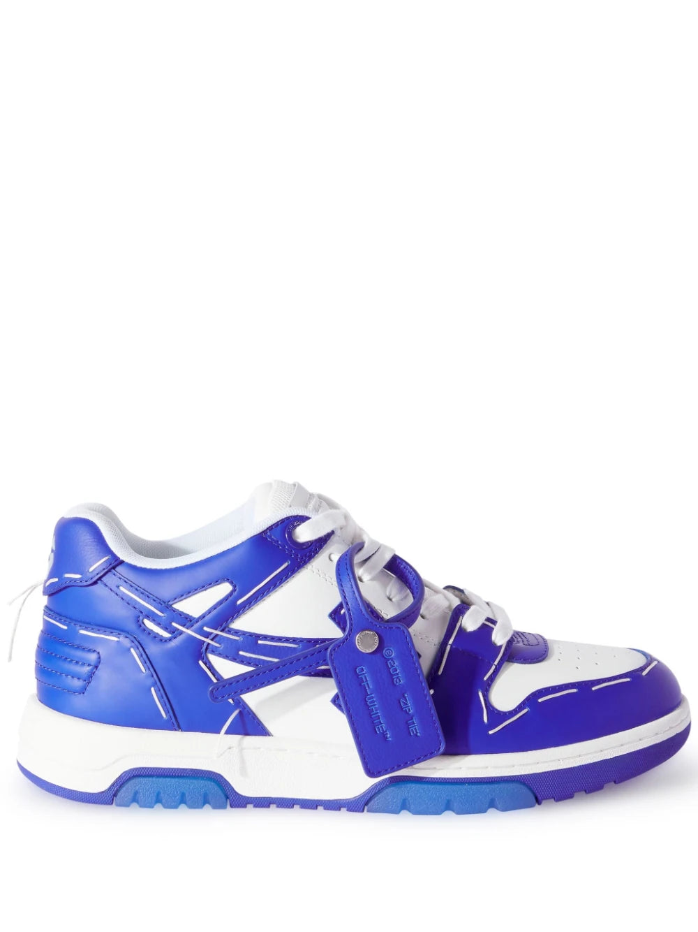 Off White Out of Office Sartorial Stitched Leather Trainers in Blue TheDesignerBox