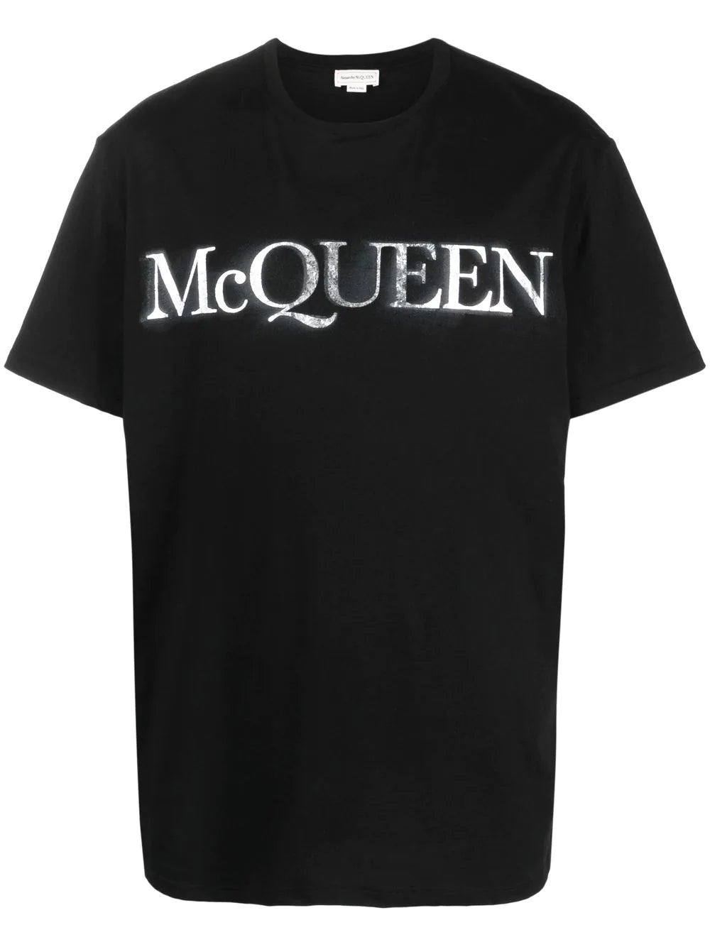 ★alexander mcqueen★ Spray Crush Foil Print Short Sleeve T- Alexander McQueen Spray Crush Logo Print T-Shirt in Black
