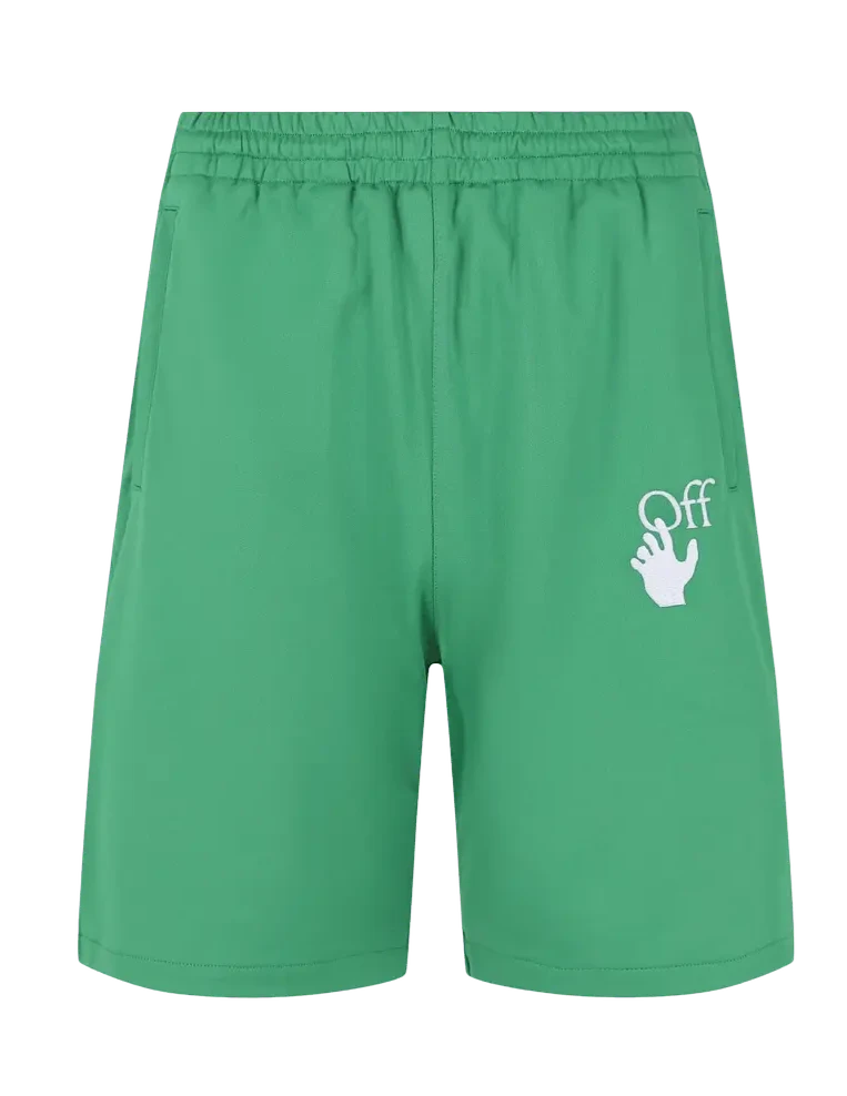 Off White Hands Off Skate Track Shorts in Green TheDesignerBox