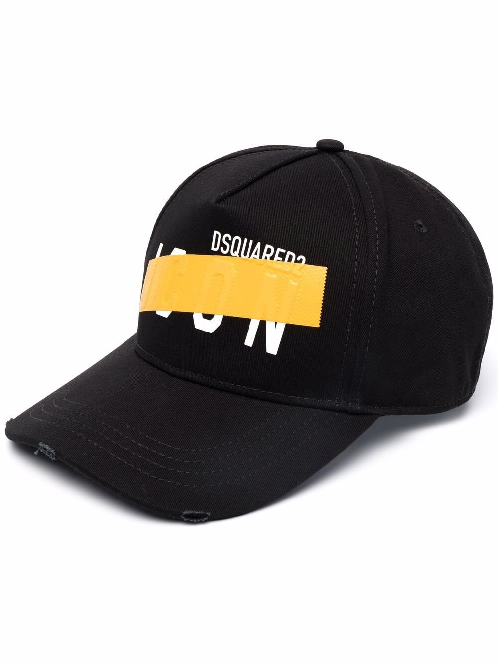 Dsquared2 Taped Be Icon six-panel Cap in Black Yellow