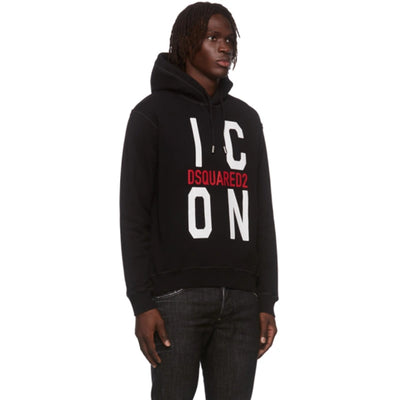 Dsquared2 Big Icon Printed logo Hoodie in Black