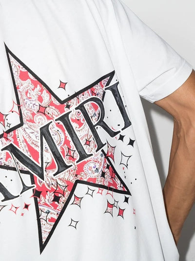 Amiri Paisley Star Printed Logo T-Shirt in White