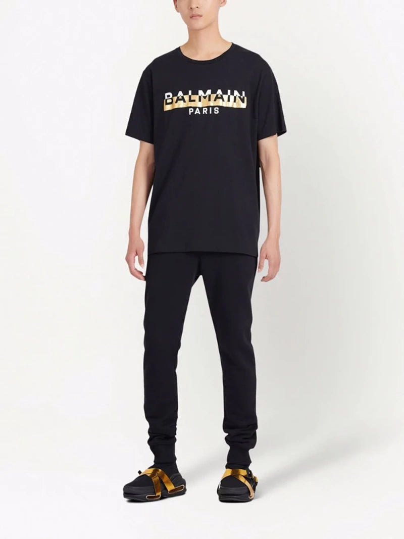 Balmain Foil Logo-Print T-Shirt in Black
