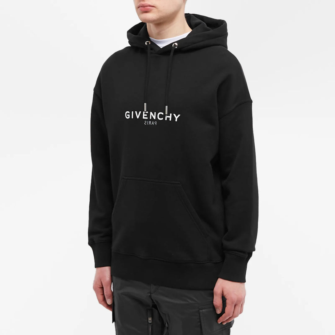 パーカー・フーディ GIVENCHY BLACK LOGO HOODIE Givenchy Reverse Logo Hoodie Black – TheDesignerBox