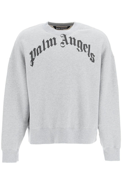 Palm Angels GD Curved Logo print Sweatshirt in Grey
