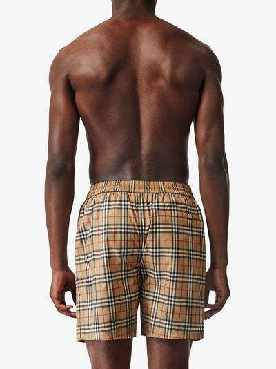 Burberry Vintage Small Check Print Swim Shorts in Beige