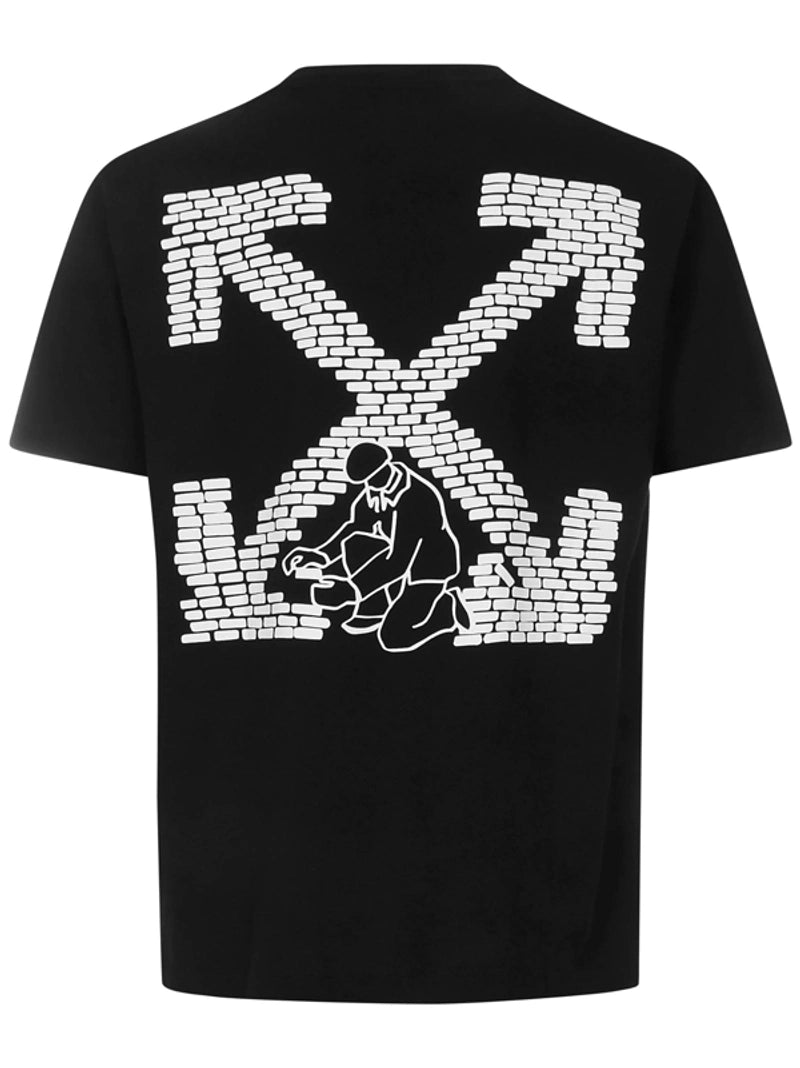 Off-White Brick Arrows Logo Printed Cotton T-Shirt in Black