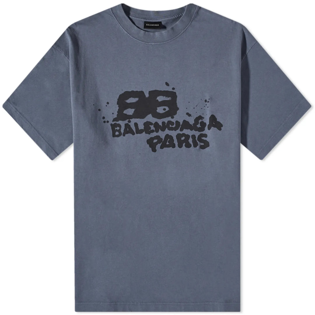 Balenciaga Hand Draw BB Icon Logo T-Shirt in Blue Balenciaga Hand Draw BB Icon Logo T-Shirt in Blue