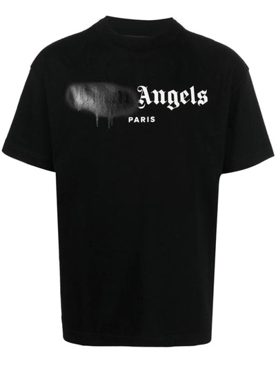 Palm Angels – Paris – Schwarzes T-Shirt mit Sprühmuster