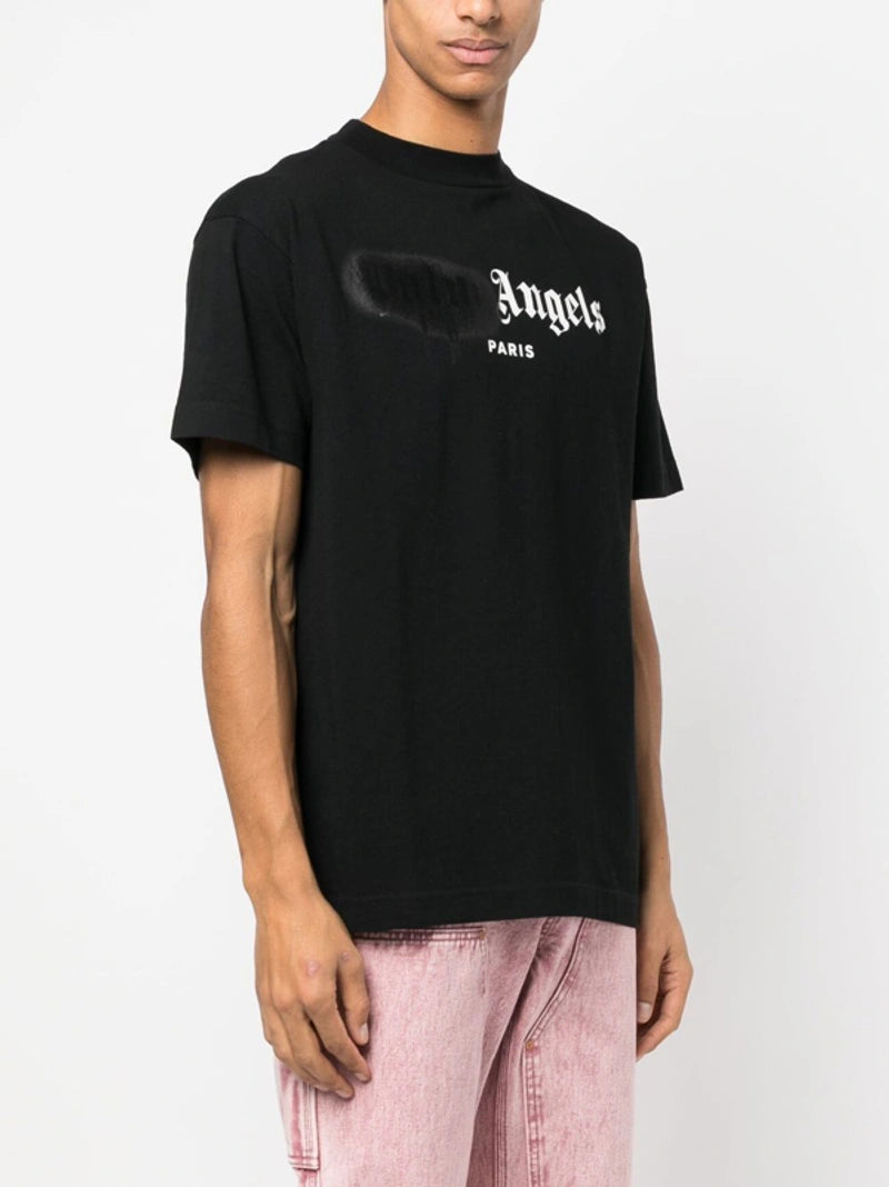 Palm Angels – Paris – Schwarzes T-Shirt mit Sprühmuster