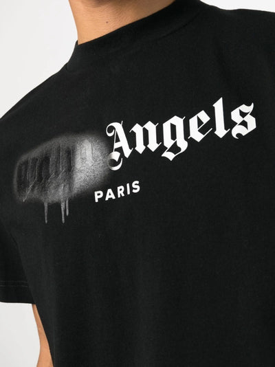 Palm Angels – Paris – Schwarzes T-Shirt mit Sprühmuster