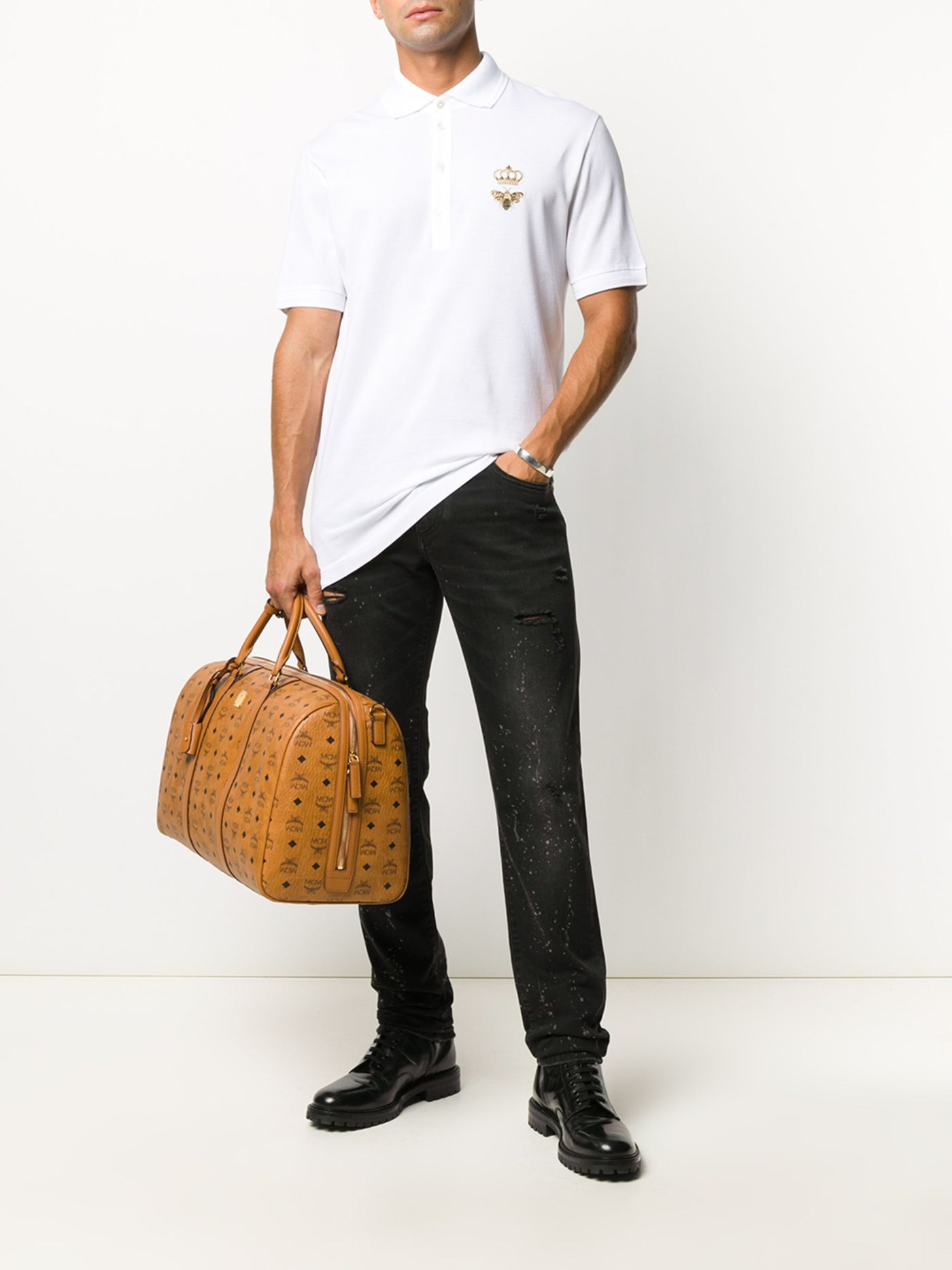 Dolce & Gabbana Embroidered Piqué Polo in White