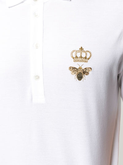 Dolce &amp; Gabbana besticktes Piqué-Polo in Weiß