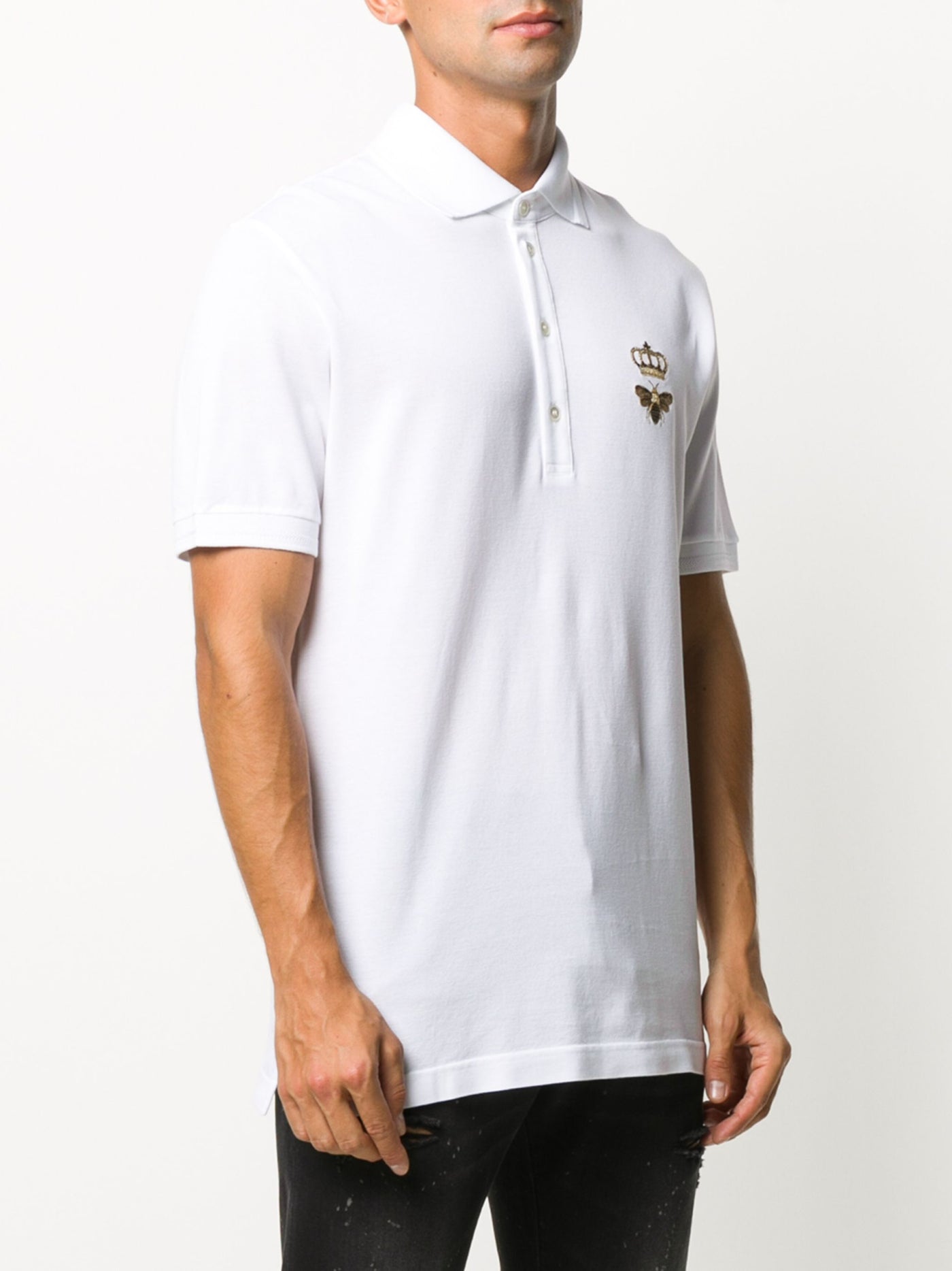 Dolce &amp; Gabbana besticktes Piqué-Polo in Weiß