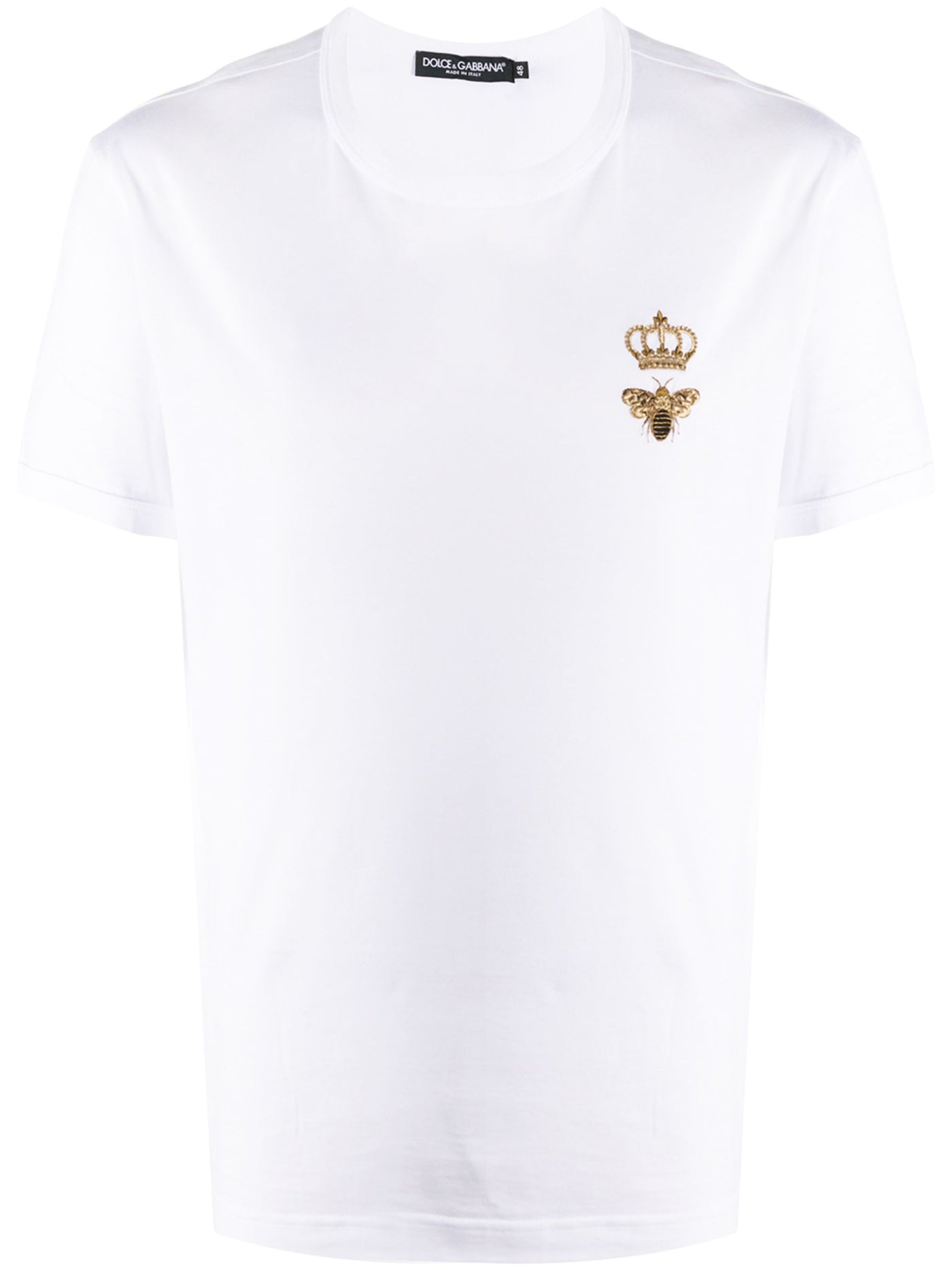 Dolce &amp; Gabbana – Besticktes Piqué-T-Shirt in Weiß