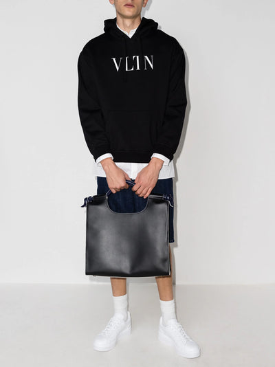 Valentino Garavani VLTN Logo Print Hoodie in Black