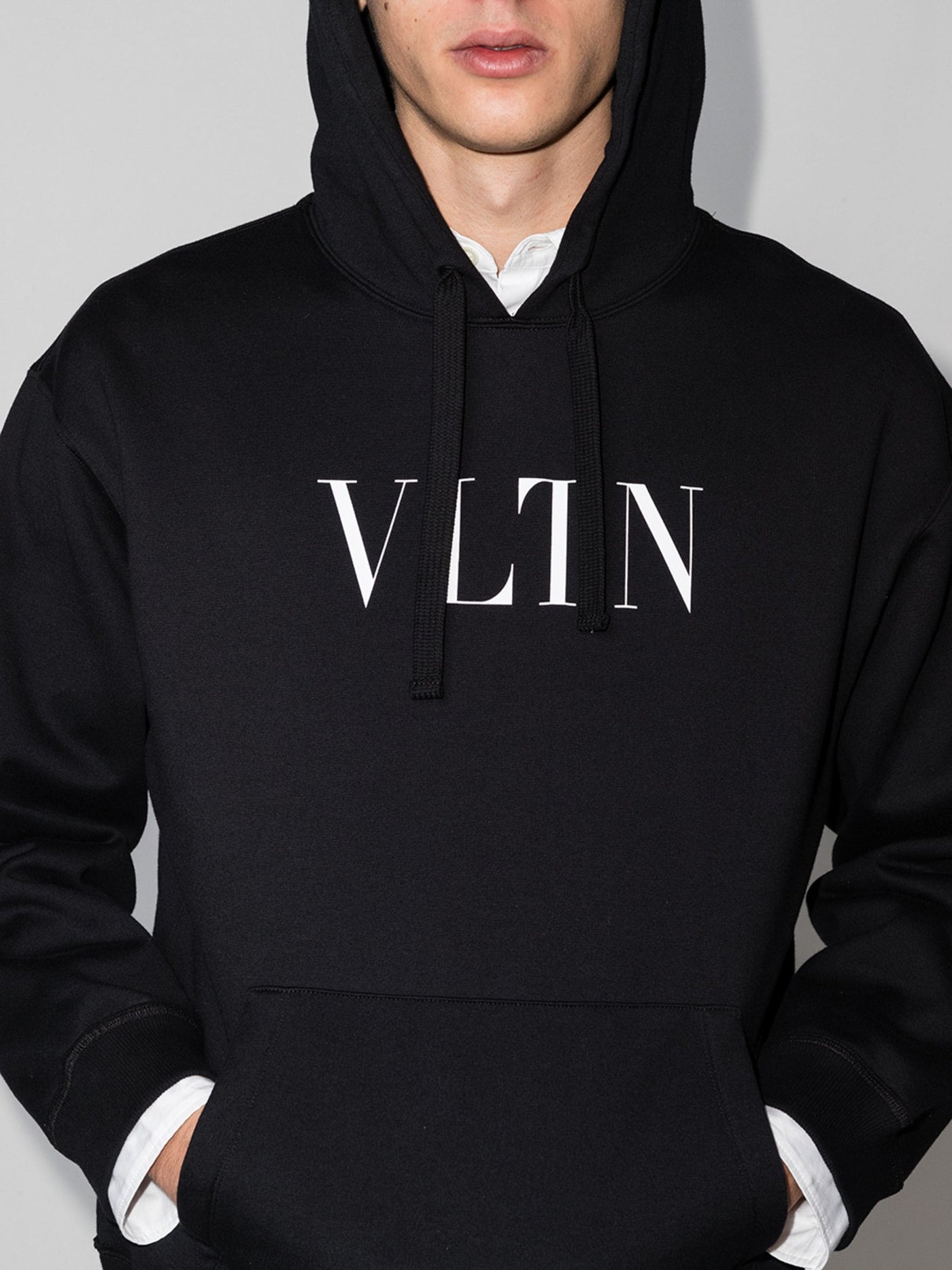 Valentino Garavani VLTN Logo Print Hoodie in Black