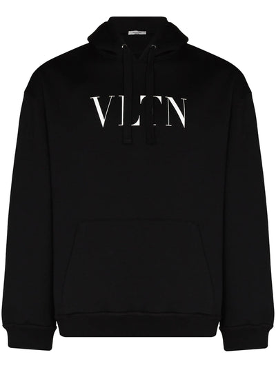 Valentino Garavani VLTN Logo Print Hoodie in Black