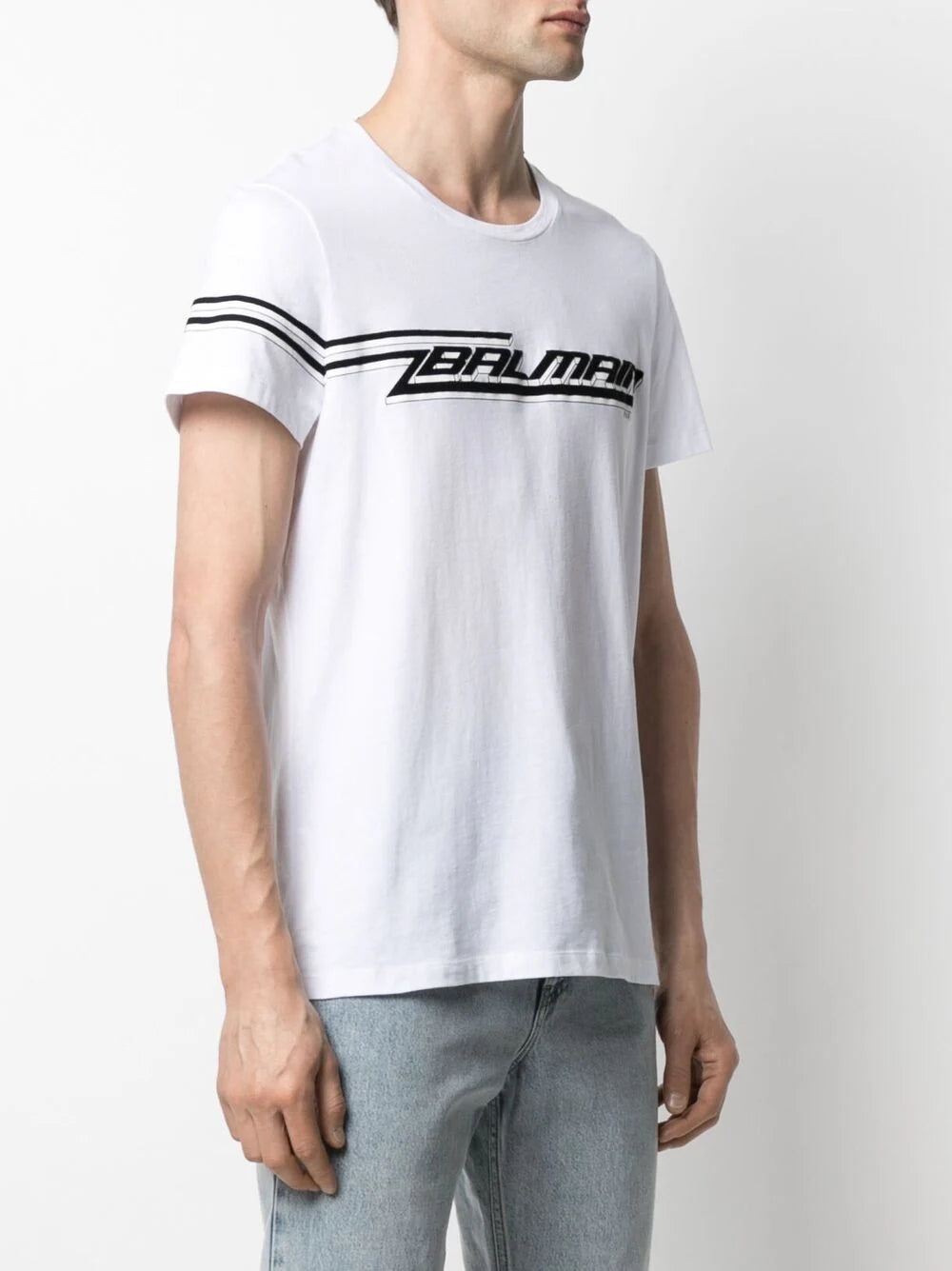 Balmain 3D Flocked Logo T-Shirt in White