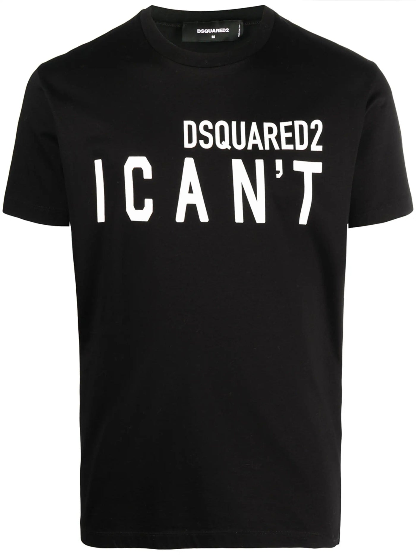 Dsquared2 – Schwarzes T-Shirt mit „I Can't“-Logo-Aufdruck