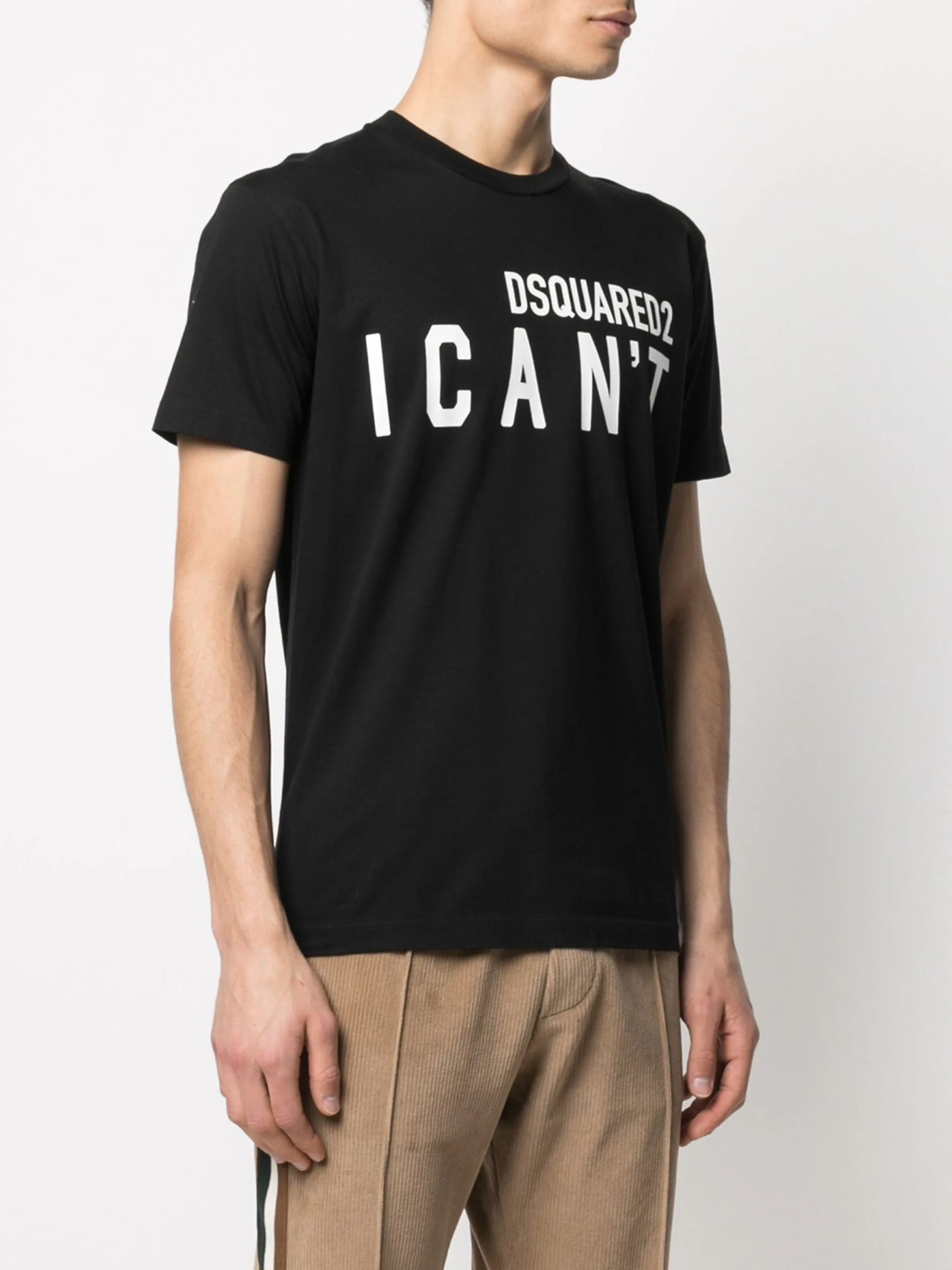 Dsquared2 – Schwarzes T-Shirt mit „I Can't“-Logo-Aufdruck