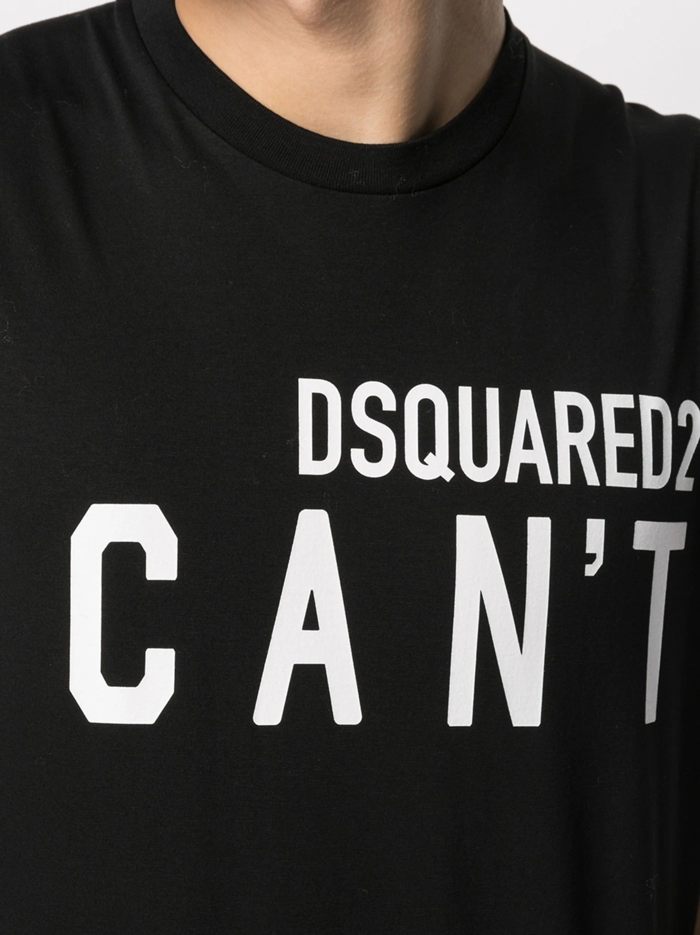 Dsquared2 – Schwarzes T-Shirt mit „I Can't“-Logo-Aufdruck