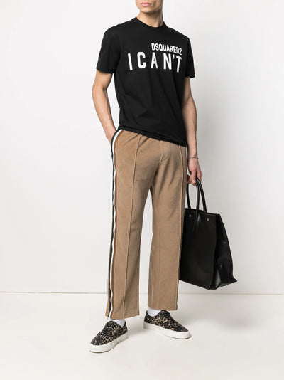 Dsquared2 – Schwarzes T-Shirt mit „I Can't“-Logo-Aufdruck