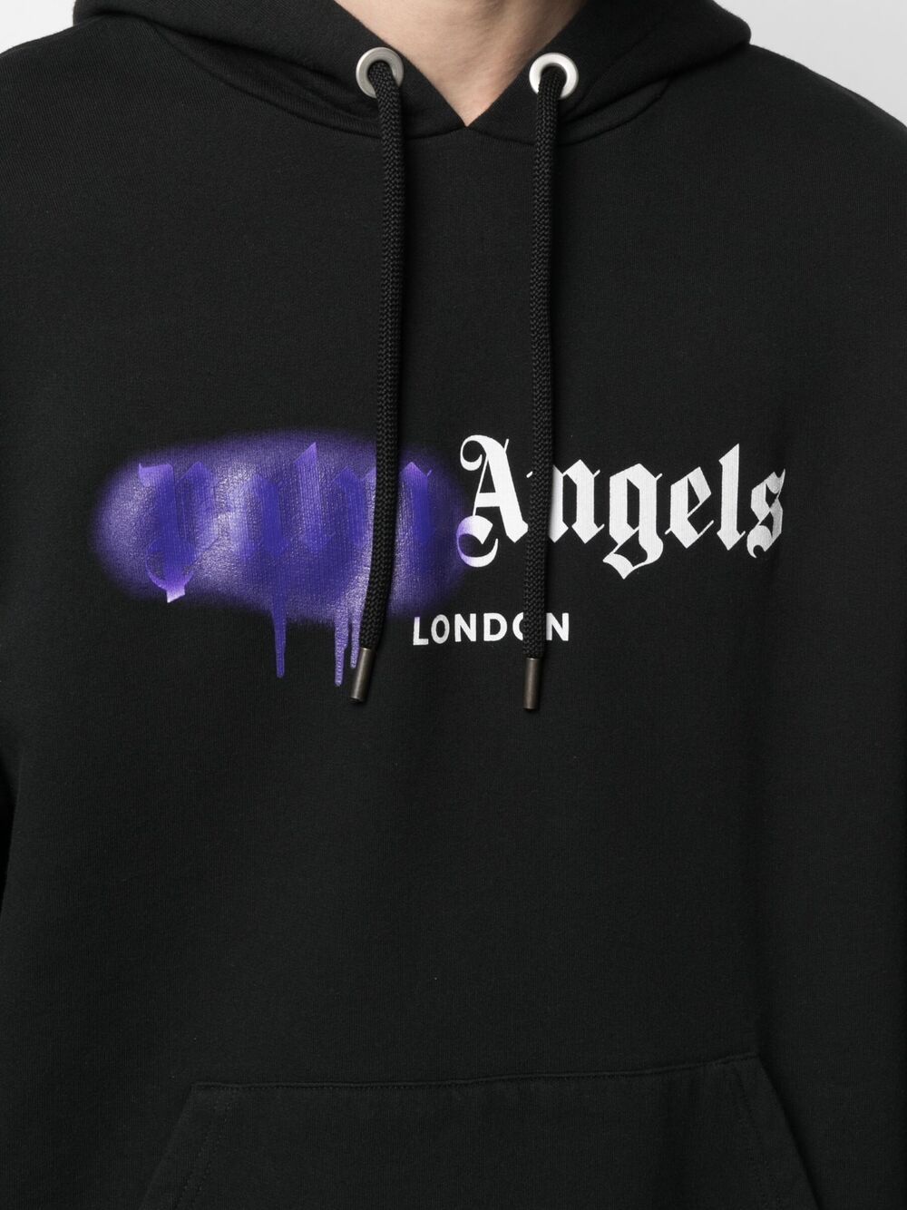 Palm Angels London Purple Sprayed-logo Hoodie Black