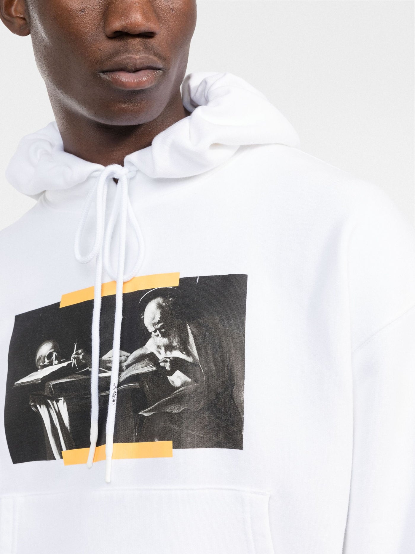 Off-White Caravaggio Painting Dia-Stripe Printed Hoodie in White