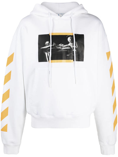 Off-White Caravaggio Painting Dia-Stripe Printed Hoodie in White
