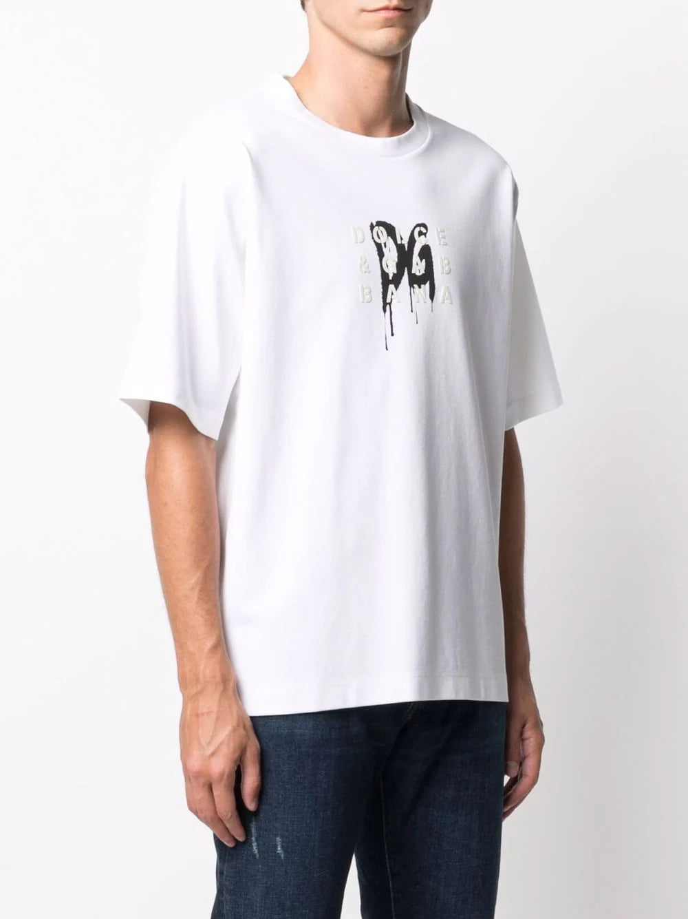 Dolce & Gabbana Graffiti Logo Print with Rubber effect T-Shirt in White