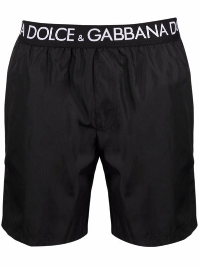 Dolce & Gabbana Logo Waistband Swim Shorts in Black