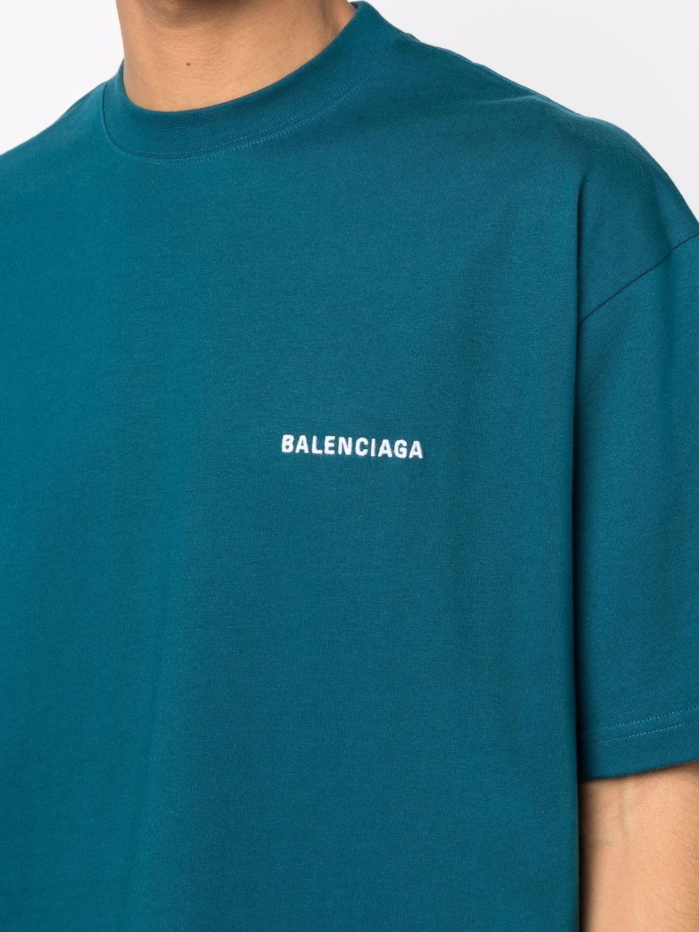 Übergroßes T-Shirt mit aufgesticktem Balenciaga-Logo in Blau 