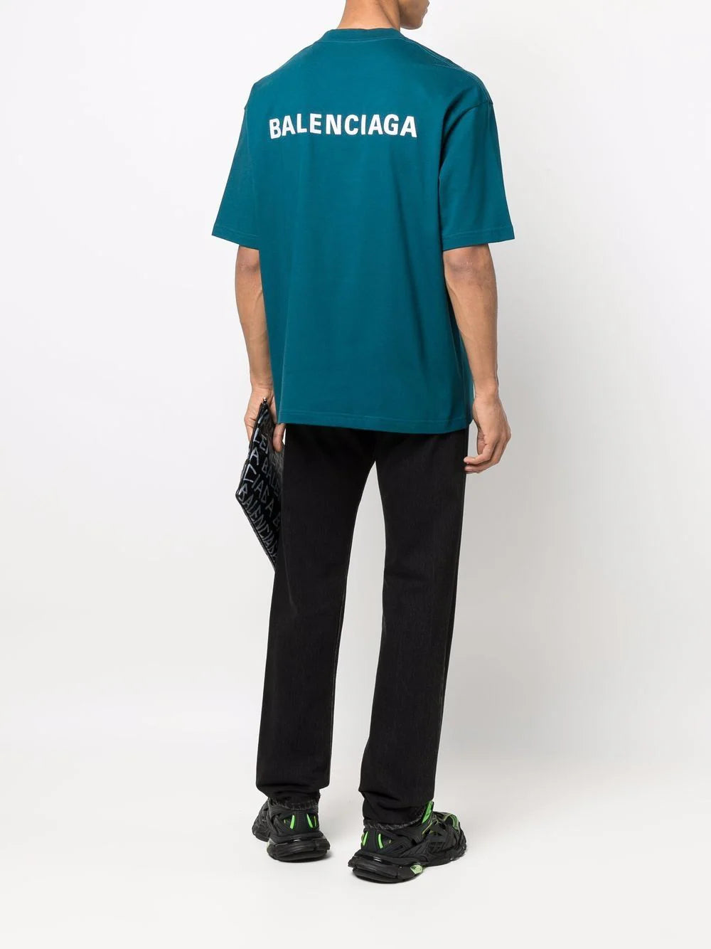 Übergroßes T-Shirt mit aufgesticktem Balenciaga-Logo in Blau 