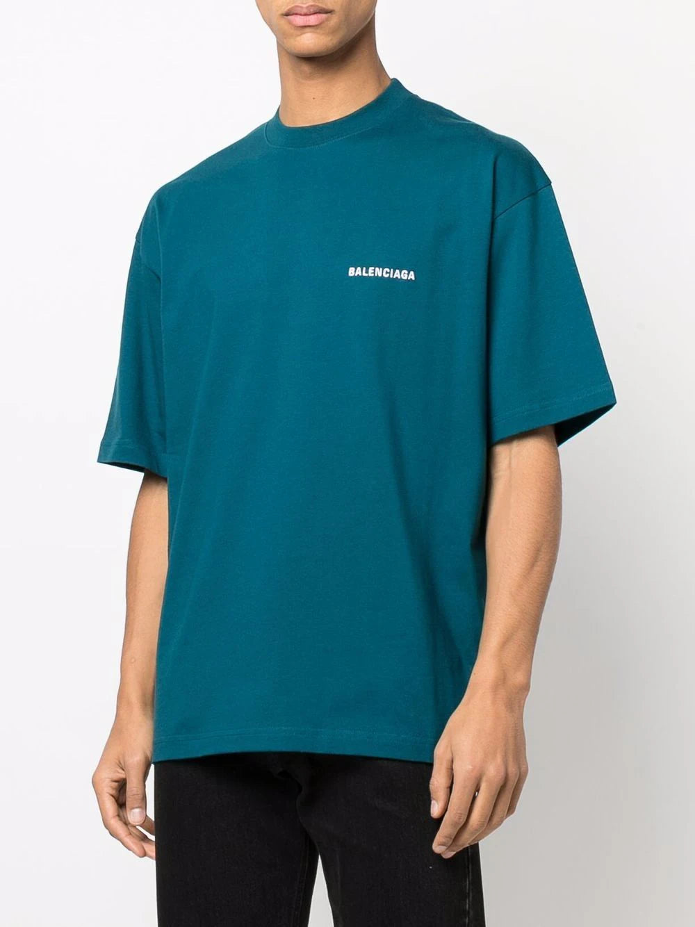 Übergroßes T-Shirt mit aufgesticktem Balenciaga-Logo in Blau 