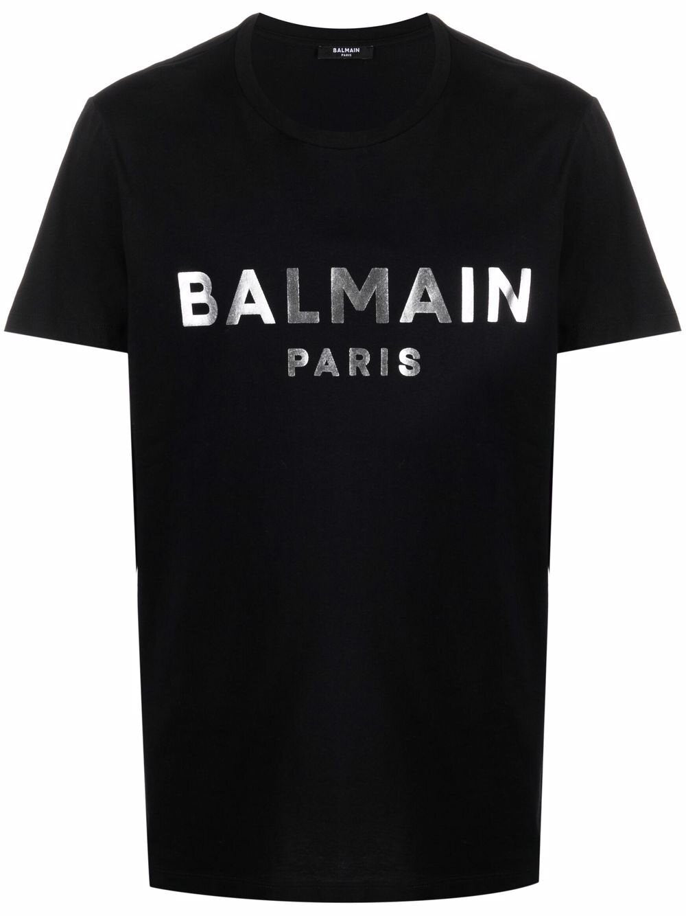 Balmain Silver logo print T-Shirt in Black