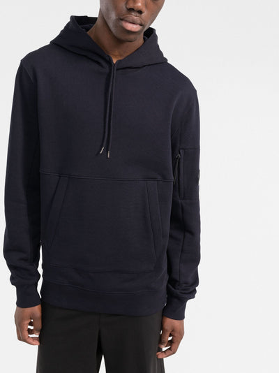 CP Company – Fleece-Kapuzenpullover mit diagonalem Reliefmuster in Marine