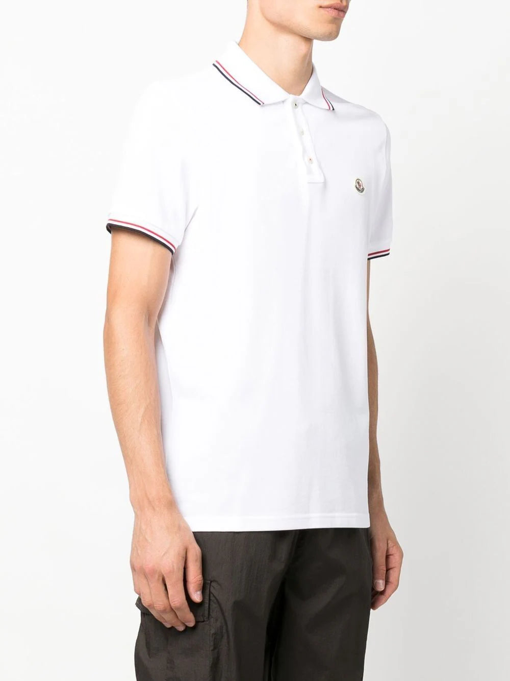 Moncler Maglia Logo Patch Polo Shirt in White
