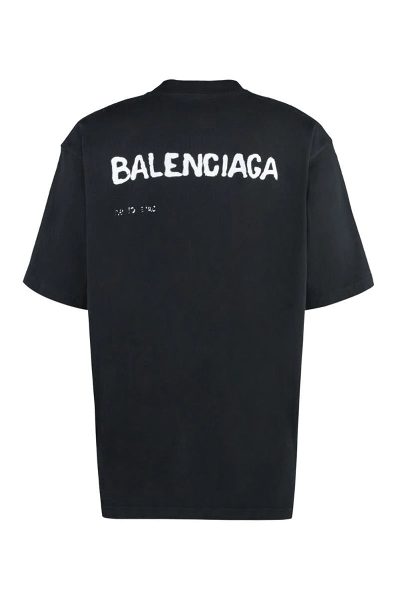 Balenciaga Distressed Bleed Logo T-Shirt in Black