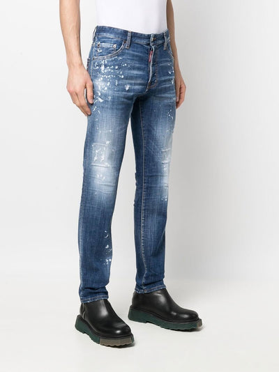 Dsquared2 Bleached Spots Wash Cool Guy Slim Jeans in Blue