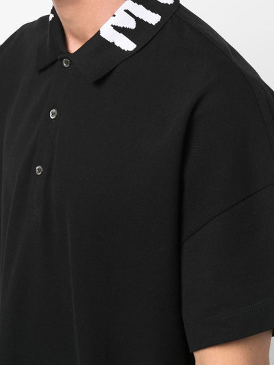 Alexander McQueen Graffiti Collar Logo Oversized Polo in Black