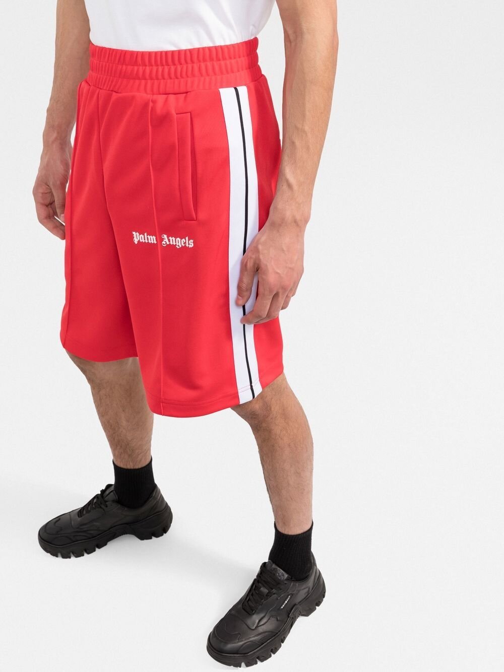 Palm Angels logo-print Track Shorts in Red