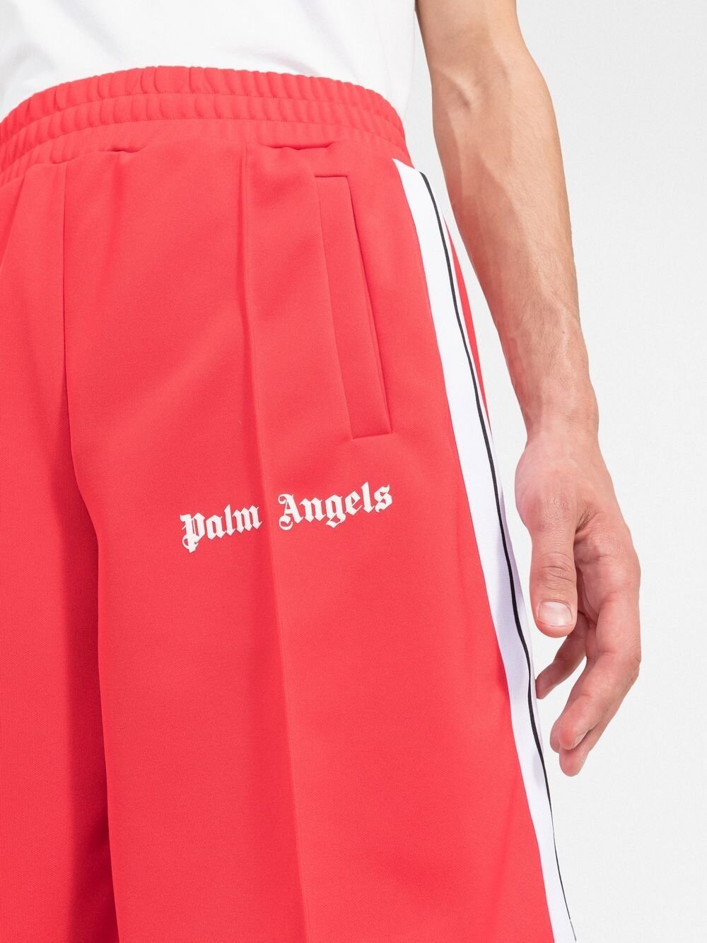 Palm Angels logo-print Track Shorts in Red