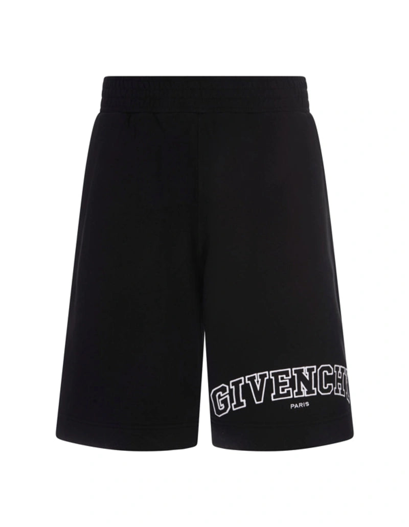 Givenchy College Logo Embroidered Cotton Shorts in Black