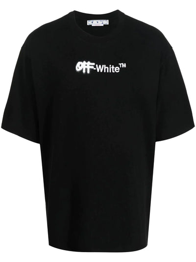 Off-White Spray Helvetica Logo Embroidered T-Shirt in Black