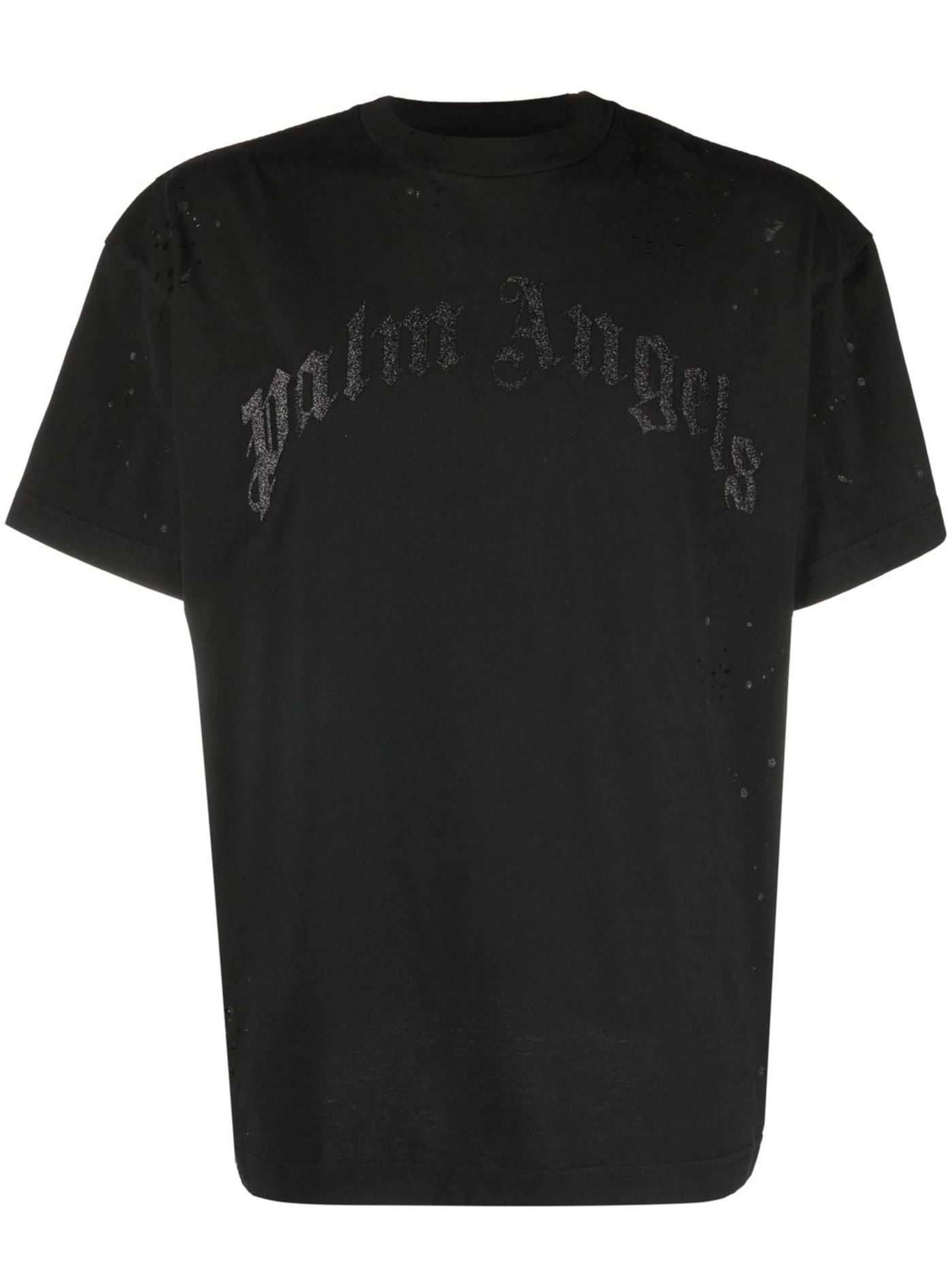 Palm Angels – Klassisches T-Shirt mit glitzerndem Logo in Schwarz