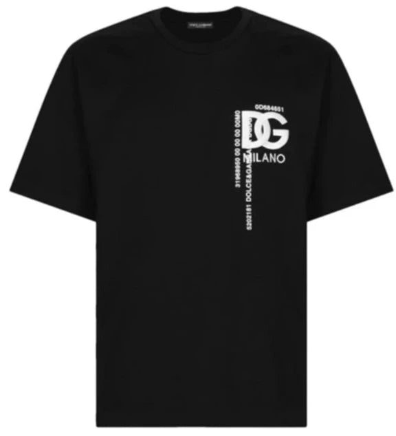 Dolce & Gabbana DG Logo Embroidery and Prints T-Shirt in Black