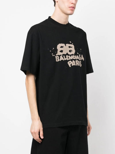 Balenciaga Hand Draw BB Icon Logo T-Shirt in Black