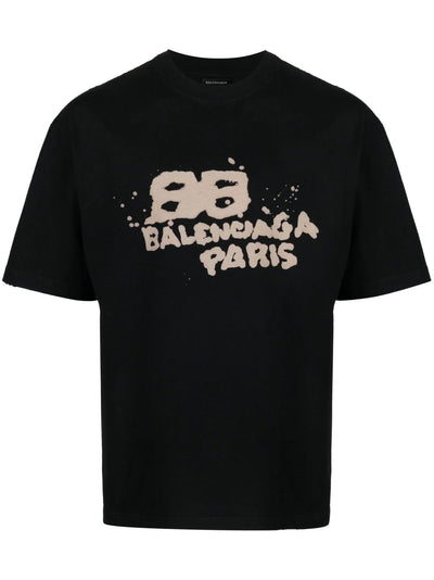 Balenciaga Hand Draw BB Icon Logo T-Shirt in Black