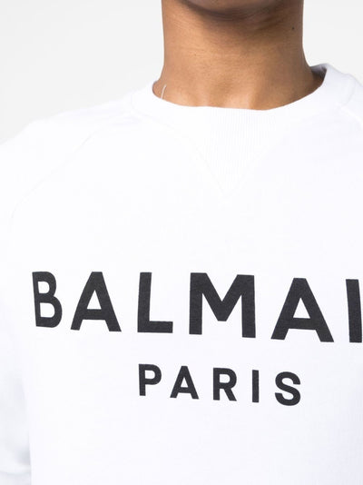 Balmain Paris Logo Printed Sweatshirt in White